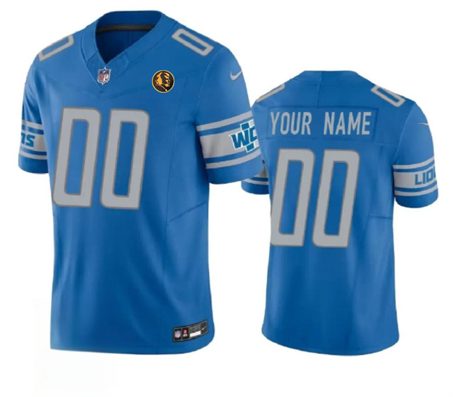 Men's Detroit Lions Active Player Custom Blue 2023 F.U.S.E. With John Madden Patch Vapor Limited Football Stitched Jersey